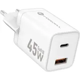 forcell Forcell, F-ENERGY Mini GaN III Ladegerät USB / USB-C PD QC 4.0 Ultra-Kompakt, Weiß - Weiß