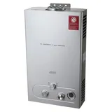 Gas Durchlauferhitzer - 8L LPG Propan Boiler - Tanklos Sofort Warmwasser - Outdoor Campingdusche Set Mit Duschkopf - Edelstahl - Hellgrau