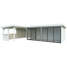 Palmako Carport/Pavillon Connect Lenna 33,2 m2 Set 420 Slide weiß lackiert