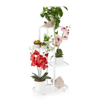Relaxdays Blumentreppe Metall, 4-stufige Blumenetagere, draußen & drinnen, HBT: