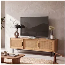 FineBuy TV Schrank Lowboard 120x45,5x40 cm Eiche/Wiener Geflecht Holz