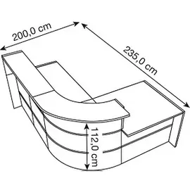 Kerkmann Empfangstheke BARI L-Form, weiß, anthrazit 235,0 x 200,0 x 112,0 cm