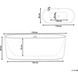 Beliani Gocta freistehende Badewanne 170 x 80 cm (W) 80 x (H) 58 x (L) 169 cm