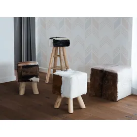 Beliani Hocker Dalton Leder 31 x 45 x 31 cm Weiß