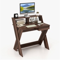 COSTWAY Computertisch, mit Schublade & Monitorerhöhung, Holz, 90x61x94cm braun