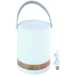 LED-Laterne mit Henkel RGB Farbwechsel weiss - Holz Optik Ladestation