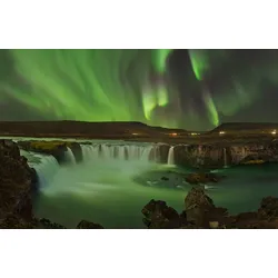 Fototapete PAPERMOON "Photo-Art JAN SMID MASTER, WASSERFALL DER GÖTTER NORDLICHT", bunt, B:4,00m L:2,60m, Vlies, Tapeten