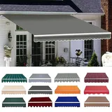 Markisen Ersatzstoff, Ersatztuch Für Einziehbare Klemmmarkise, Markisenbespannung Canvas Markisenstoff, Terrasse Markise Ersatz-Bezug Garten Sonnenschutz Polyester Überdachung(Gray,2.5x1.5m/8x5ft)
