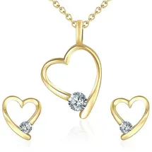 Rafaela Donata Schmuckset Herz Messing verziert mit Kristallen von Swarovski gelbgold