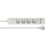 DeLock Steckdosenleiste mit Überspannungsschutz und USB-Ladefunktion, Schalter, 4-fach, 1.5m,