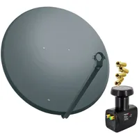 PremiumX 100cm Stahl anthrazit + Twin LNB