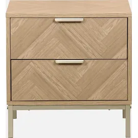 sweeek 2er-Set Nachttische mit Fischgrät-Dekor - sweeek