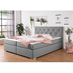 Boxbett INOSIGN "Tynan", grau, B:194cm L:210cm, Komplettbetten, Boxspringbett, wahlweise mit Bettkasten, in H2, H3 & H4 erhältilich