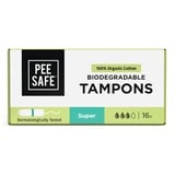 PEESAFE Tampons aus 100% Bio-Baumwolle | Super | Komfort & Sicherheit | Biologisch abbaubar | Bio Tampon in 16er Pack