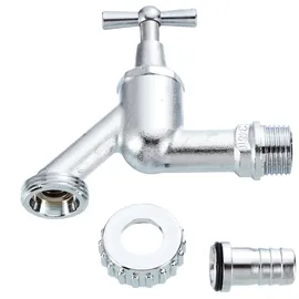 Schell Auslaufventil mit Knebelgriff und Schlauchverschraubung DN15,1/2",matt verchromt