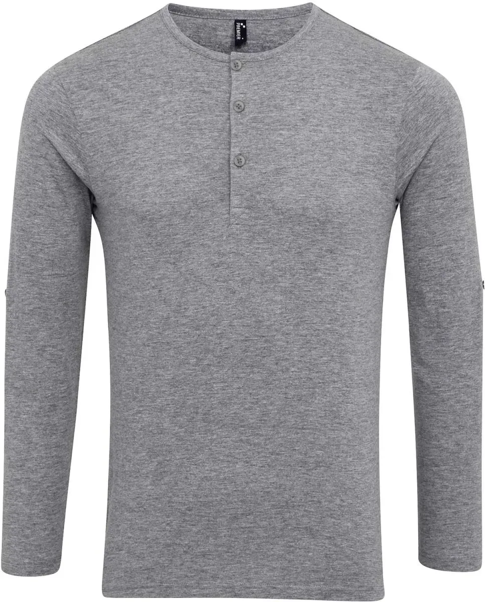 Premier Workwear Herren Rollärmel T-Shirt langarm PR218 grey marl (cool grey) XS