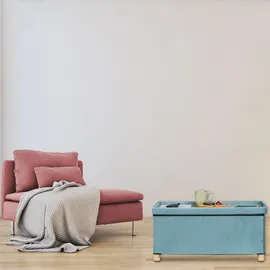 Relaxdays Sitzbank mit Stauraum, Polster, Samtbezug, Holzfüße, bis 120 kg, faltbar, Sitztruhe HBT: 34x76x38 cm, türkis