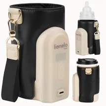 lionelo Thermup Go Evo Tragbarer Babyflaschenwärmer, hält Flüssigkeiten warm, 5 Betriebstemperaturen von 38 bis 50o C, USB-C Aufladung, bis zu 9 Stunden Betrieb, LCD Display