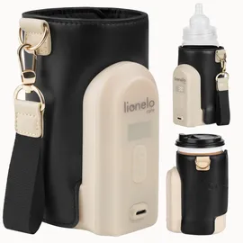 lionelo Thermup Go Evo Tragbarer Babyflaschenwärmer, hält Flüssigkeiten warm, 5 Betriebstemperaturen von 38 bis 50o C, USB-C Aufladung, bis zu 9 Stunden Betrieb, LCD Display