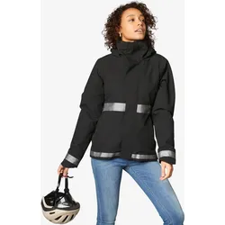 Fahrrad-Regenjacke City 540 Sichtbarkeit bei Nacht Damen schwarz rauchschwarz|cremebeige XS