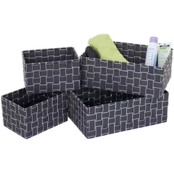 4er Set Aufbewahrungskorb MCW-C37, Dekokorb Korb Körbchen Aufbewahrung Regalkorb Deko ~ dunkelgrau