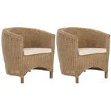 Krines Home Loungesessel Set/2 Rattan-Sessel Club/Wohnzimmersessel Clubsessel/Rattansessel, Lounge Holzblende braun