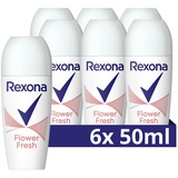 Rexona Deo Roll-On Flower Fresh verleiht einen frischen, leicht blumigen und dezenten Duft, 6x50 ml