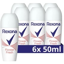 Rexona Deo Roll-On Flower Fresh verleiht einen frischen, leicht blumigen und dezenten Duft, 6x50 ml