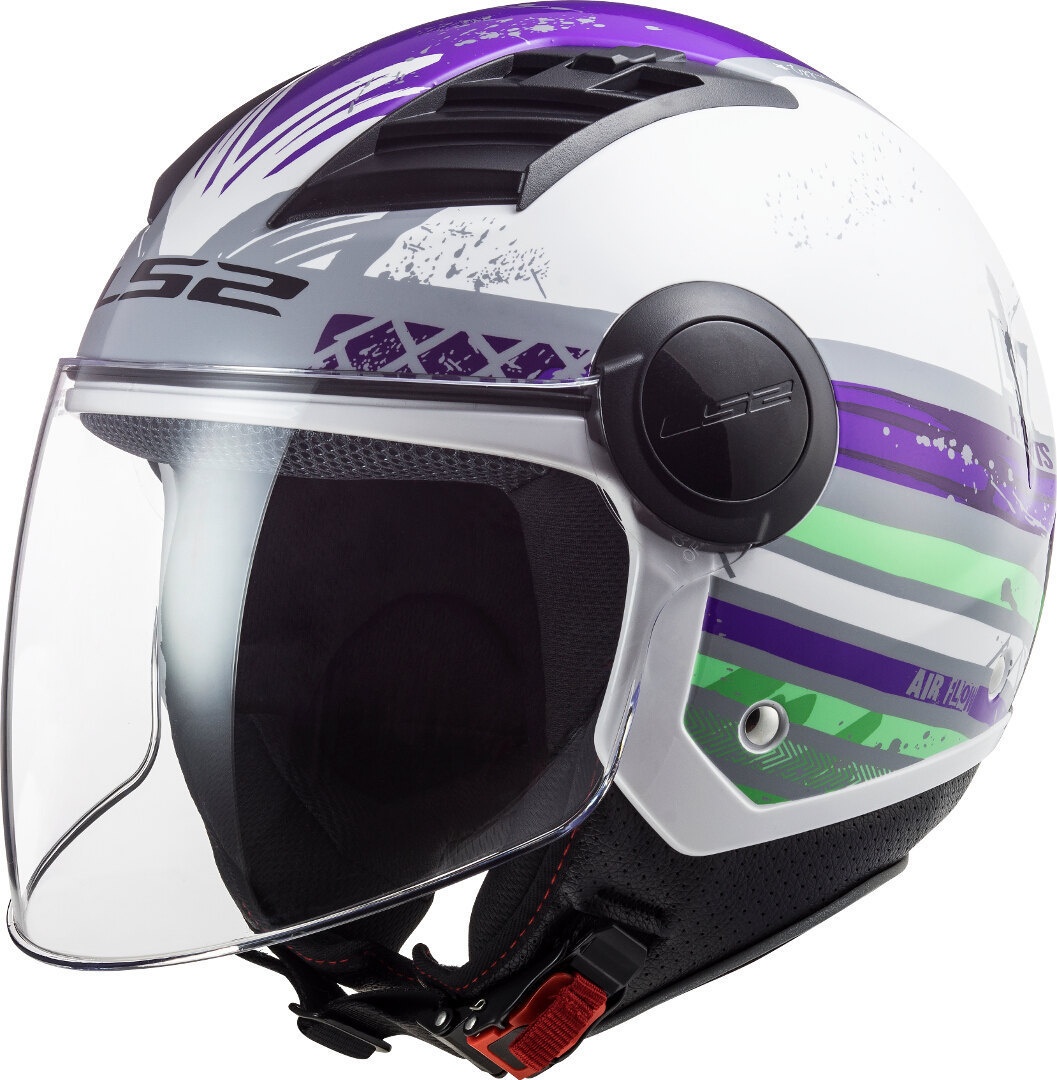 LS2 OF562 Airflow Ronnie Jet Helm, wit-donkerrood, XL