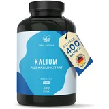 True Nature Kalium aus Kaliumcitrat - 400 Kapseln (200 Tage) - 800 mg Kalium - TRUE NATURE®