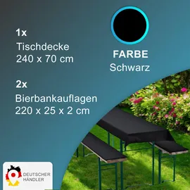 nyvi Bierbankauflagen Set 240 x 70 cm schwarz 3-tlg.