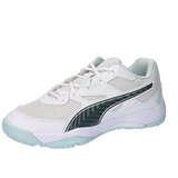 Puma Kinder Solarflash Jr Ii Indoor Court Shoe, White Nitro Blue Shadow Gray, 28