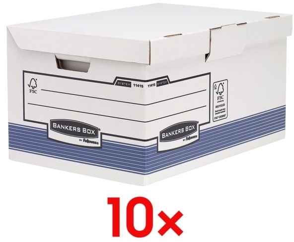 10 Klappdeckelboxen »Maxi« Bankers Box® System weiß, Bankers Box System, 39x31x56 cm