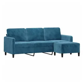 vidaXL 3-Sitzer-Sofa mit Hocker Blau 180 cm Samt