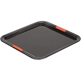 Le Creuset Antihaft Backblech, Quadratisch, 31 x 31 cm, Sauerteigbeständig, Aus Karbonstahl gefertigt, Anthrazit/Orange, 94100637000000