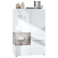Vladon Vitrine, Sand, 91.5x136.5x37 cm, Wohnzimmer, Wohnwände, Vitrinenschränke