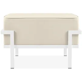 konsimo® Gartenlounge-Hocker, Weiß, Creme, Metall, Textil, 1-Sitzer, Füllung: Schaumstoff, Rechteckig, 69x44x54 cm, Hergestellt in Europa, Gartenmöbel, Gartenstühle, Gartenhocker