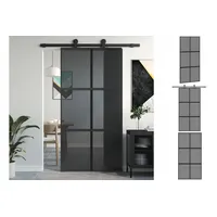 vidaXL Haustür Schiebetür Schwarz 102,5x205 cm Hartglas und Aluminium (1-St) schwarz