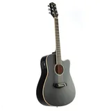 Red Hill DCE-S Westerngitarre, Akustik-Gitarre mit Tonabnehmer, elektroakustische Gitarre für Anfänger, Dreadnought mit Fichtendecke im matt schwarz