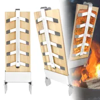 UISEBRT Flammlachsbretter mit Halterung aus Edelstahl, Grillzubehör Grill Fischhalter für Kugelgrill und Feuerschalen - 2er Set