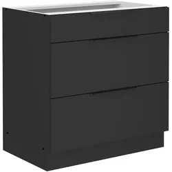 Küchen Unterschrank 80 cm SIENA Schwarz Vollauszug Soft-Close Küche Küchenzeile
