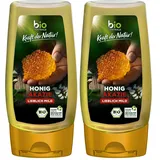 biozentrale Bio Akazienhonig | 350 g Bio Honig aus weißen Blüten der Akazie| Ideal als Brotaufstrich Bio & Honig für Tee | Wabenhonig Alternative (Packung mit 2)