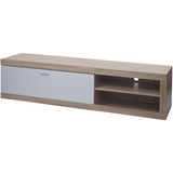 Mendler TV-Rack HWC-L33, TV-Board Fernsehtisch Lowboard TV-Schrank Kommode, Holz 43x180x41cm Staufach, Eiche-Optik, wei√ü