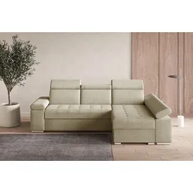 moeblo Ecksofa L mit Schlaffunktion, verstellbaren Kopfstützen & Bettkasten – Modernes Schlafsofa mit Stauraum - Ecksofa Luka L - Beige (Twist 0... - Beige