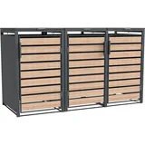 Westmann Mülltonnenbox Lacina 3x240 L Anthrazit/Holzoptik 80x200x116 cm - Grau