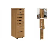 vidaXL Rollschrank mit Schubladen MOSS Honigbraun Massivholz Kiefer