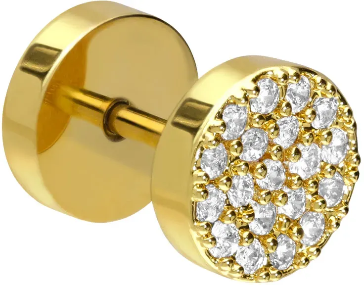 Chirurgenstahl Fake Plug mit Brass-Design KRISTALLE