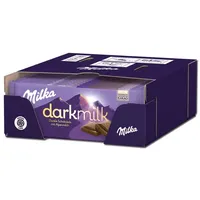 (20,54€/1kg) Milka Dark Milk Dunkle Alpenmilch Schokolade, 16 Tafeln je 85g
