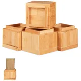 Relaxdays Möbelerhöher 4er Set, Erhöhung um 8,5 cm, für Tische, Stühle und andere Möbel, HxBxT 10x11,5x11,5 cm, Natur