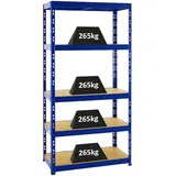Proregal Schwerlastregal Tiger HxBxT 180 x 90 x 45 cm Fachlast 265 kg 5-Ebenen Blau